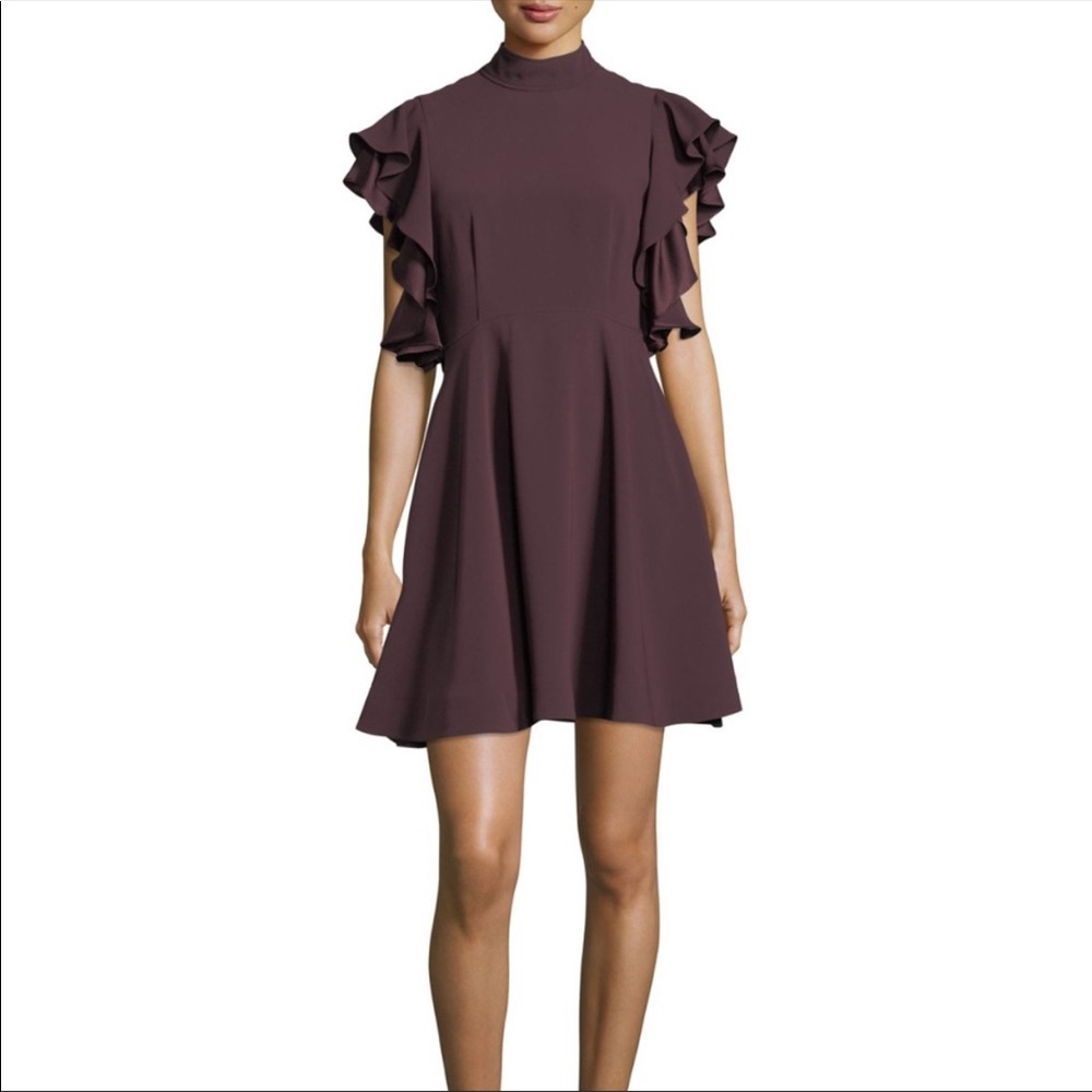 Cinq a sept Reina mock neck ruffled dress